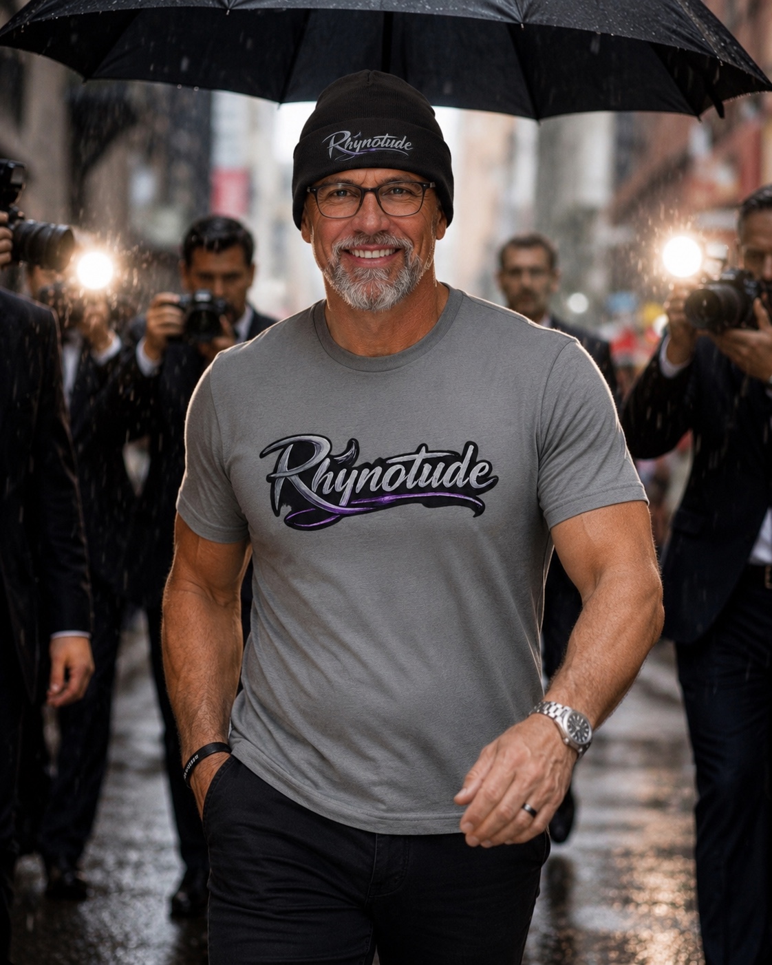 Chuck Dumas wearing Rhynotude apparel representing confidence, resilience, and living the V3 philosophy.